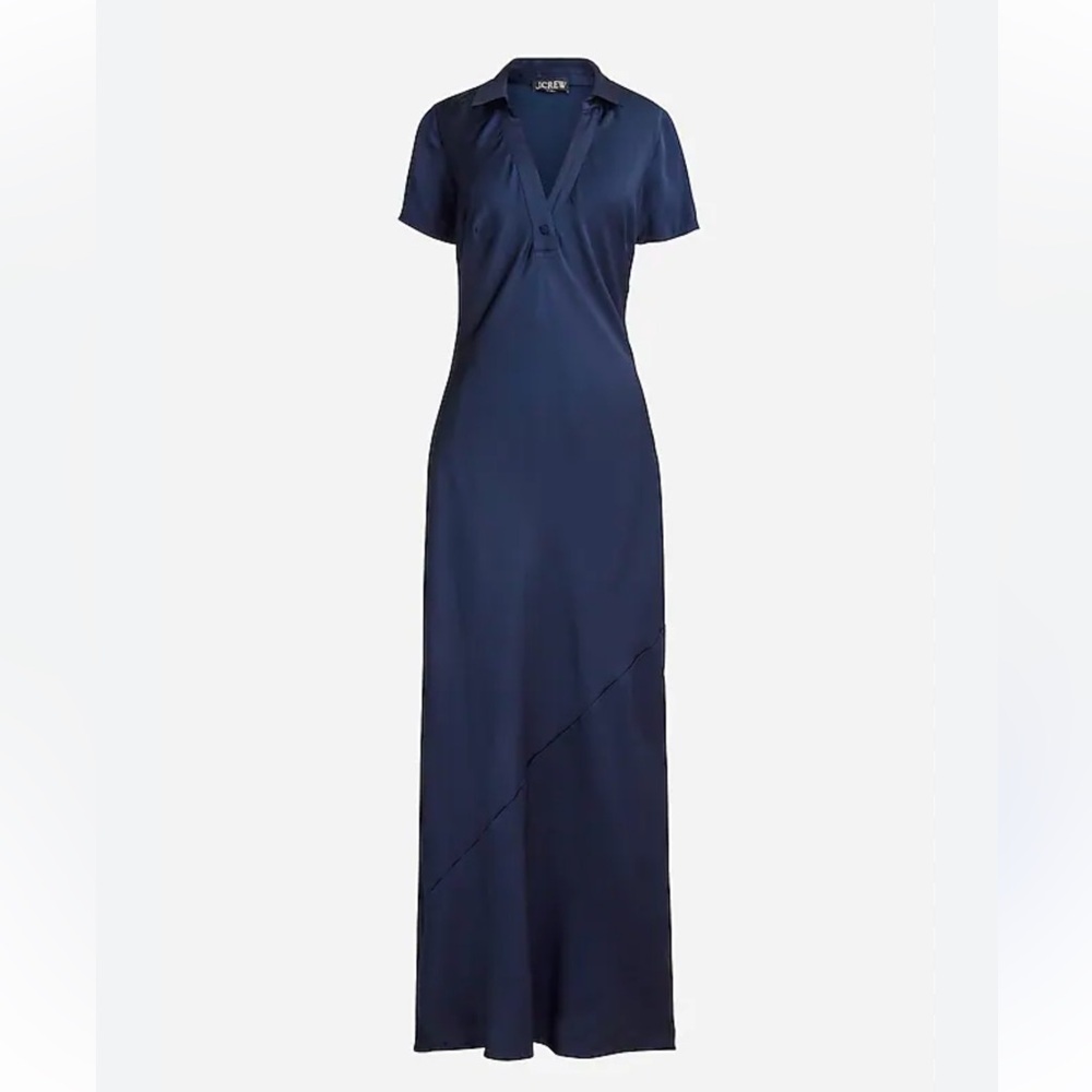 J. Crew Short-sleeve maxi slip dress in luster crepe